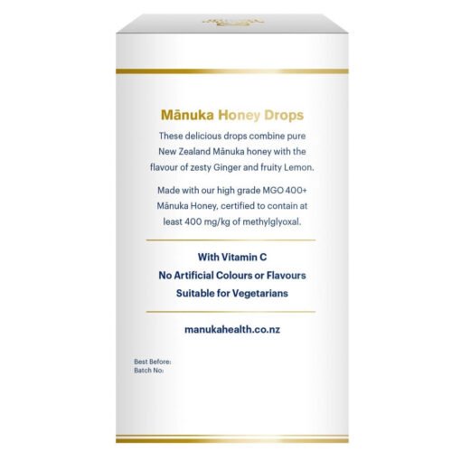 ⁦Manuka Health Honey Drops Ginger & Lemon (MGO 400+) 15 Drops 65g⁩ - الصورة ⁦2⁩