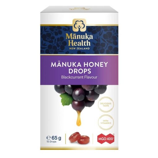 Manuka Health Honey Drops Blackcurrant (MGO 400+) 15 Drops 65g